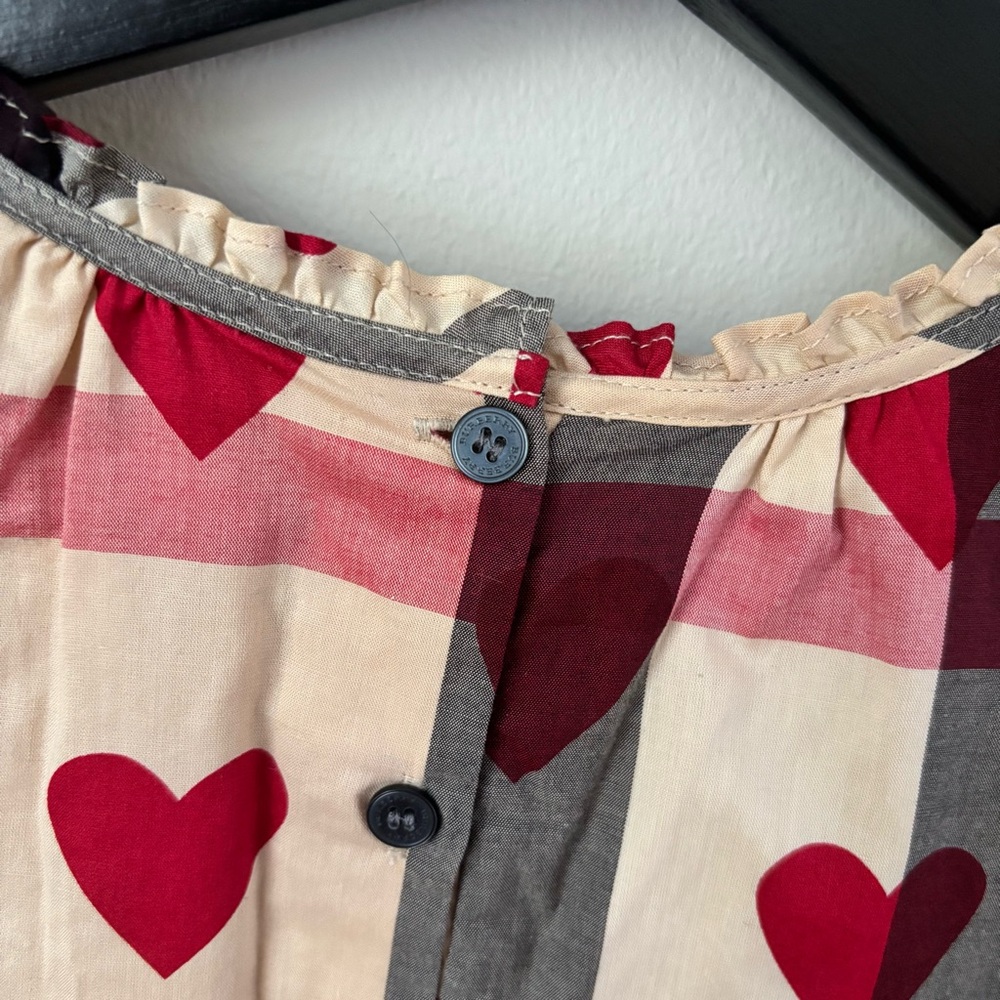 Burberry Kids Philippa Checked Heart Woven Dress Size 12 Luxury Cotton Classic - Picture 9 of 11